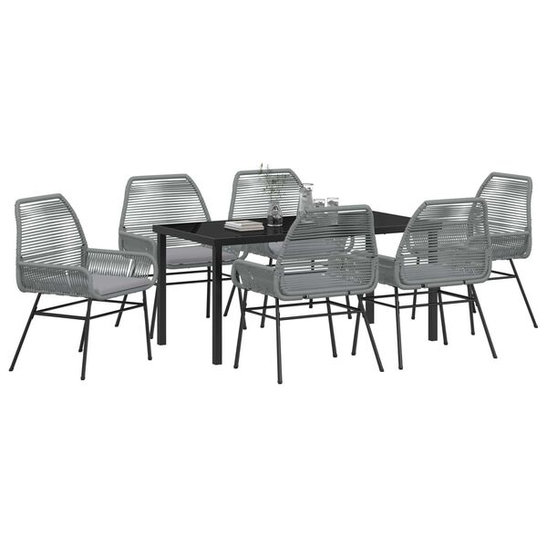 vidaXL Conjunto de Comedor de Jard&iacute;n 7 pcs Gris rat&aacute;n sint&eacute;tico