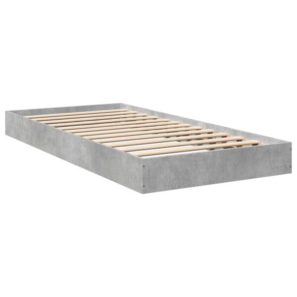 vidaXL Estructura de cama madera de ingeniería gris hormigón 75x190 cm