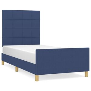 vidaXL Estructura de cama sin colch&oacute;n tela azul 90x190 cm
