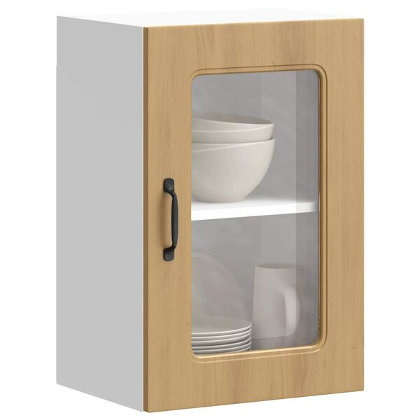 vidaXL Armario de cocina de pared con puerta de cristal "Kalmar" de, roble artesanal, madera de ingenier&iacute;a