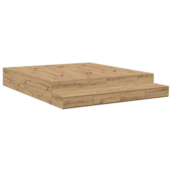 vidaXL Cama con almacenamiento Roble artisan 236.5 x 180 x 31.5 cm