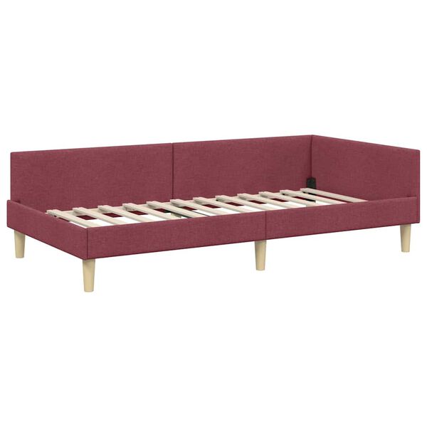vidaXL Estructura de cama en esquina Rojo vino 90 x 200 cm tela
