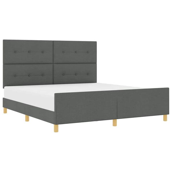 vidaXL Estructura de cama con cabecera Gris oscuro 180 x 200 cm tela