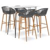 vidaXL Mesa alta y taburetes de bar 5 piezas blanco y gris