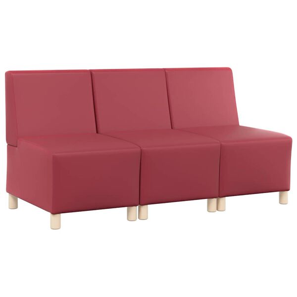 vidaXL Unidad de Sof&aacute; Modular sin Brazos 3 pcs Rojo vino