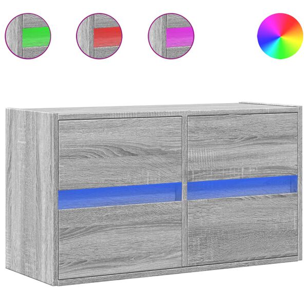 vidaXL Mueble de TV de pared con luces LED gris Sonoma 80x31x45 cm