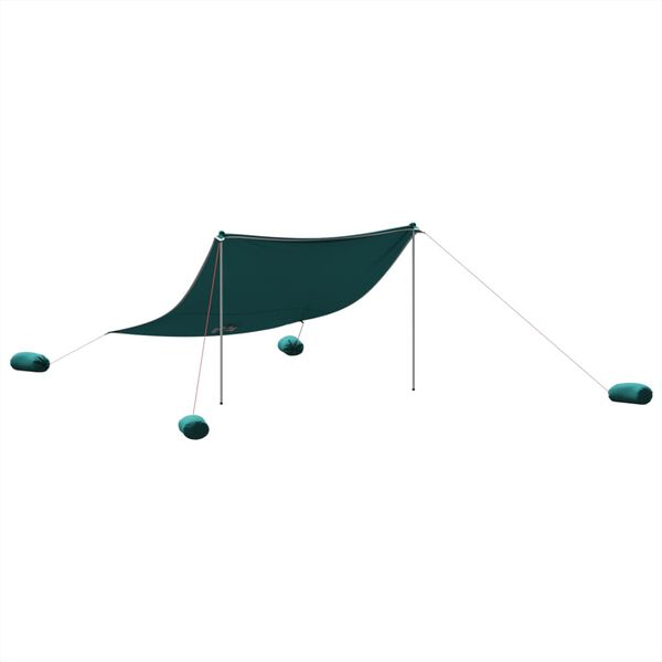 vidaXL Toldo de playa con anclas de arena verde 304x300 cm