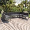 vidaXL Set de muebles de jard&iacute;n 9 pzas y cojines rat&aacute;n sint&eacute;tico gris