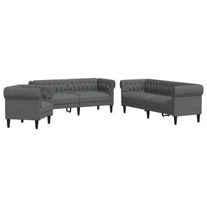 vidaXL Sof&aacute; de sala 3 pcs Gris oscuro tela
