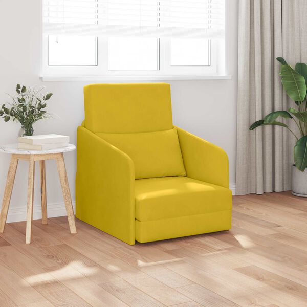 vidaXL Sof&aacute; cama Amarillo 65 x 80 x 83 cm Terciopelo