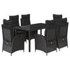 vidaXL Set de comedor de jard&iacute;n 7 pzas y cojines rat&aacute;n sint&eacute;tico negro