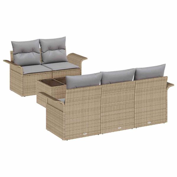vidaXL Conjunto de sofá de jardín con cojín Manual 6 pcs Beige y gris