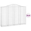 vidaXL Cestas gaviones 14 uds forma de arco hierro 200x30x140/160 cm