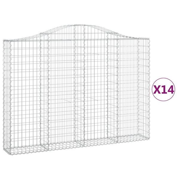 vidaXL Cestas gaviones 14 uds forma de arco hierro 200x30x140/160 cm