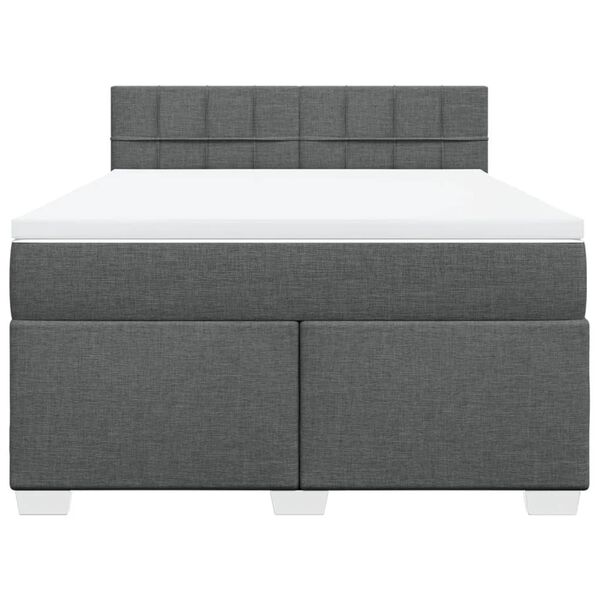 vidaXL Cama box spring con colch&oacute;n tela gris oscuro 140x200 cm