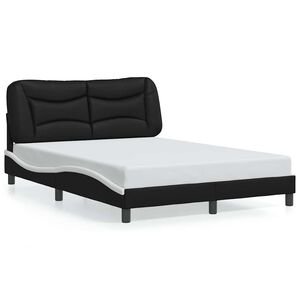 vidaXL Estructura de cama sin colch&oacute;n Hvar cuero sint&eacute;tico negro blanco 140x200cm