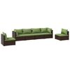 vidaXL Set muebles de jard&iacute;n 6 piezas y cojines rat&aacute;n sint&eacute;tico marr&oacute;n
