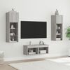 vidaXL Muebles de TV de pared con luces LED 4 piezas gris Sonoma