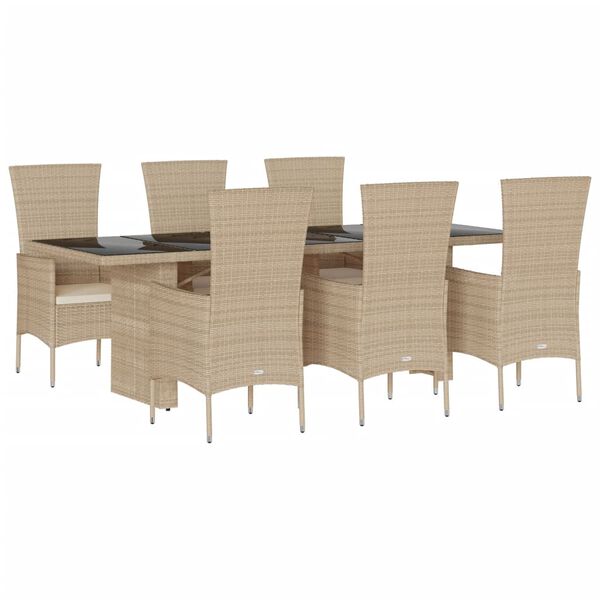 vidaXL Set comedor de jard&iacute;n 11 pzas con cojines rat&aacute;n sint&eacute;tico beige