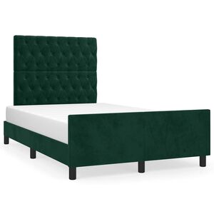 vidaXL Estructura cama sin colch&oacute;n terciopelo verde oscuro 120x200 cm