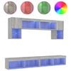 vidaXL Muebles TV pared con LED 6 pzas madera ingenier&iacute;a gris Sonoma