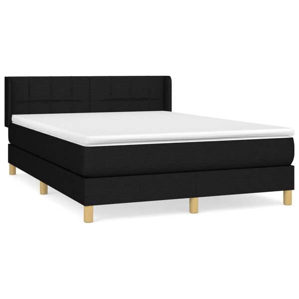 vidaXL Cama box spring con colch&oacute;n tela negro 140x200 cm