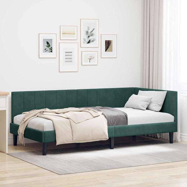vidaXL Estructura de cama en esquina Verde oscuro 100 cm x 200 cm