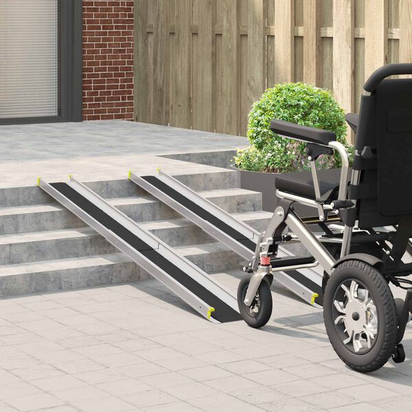 vidaXL Rampa para Silla de Ruedas 2 pcs Negro 184,5 x 18,5 x 5 cm