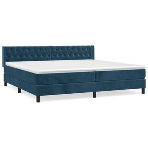 vidaXL Cama box spring con colch&oacute;n terciopelo azul oscuro 200x200 cm