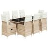 vidaXL Set de mesa y sillas de jard&iacute;n 5 pzas y cojines rat&aacute;n PE beige