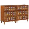 vidaXL Aparador 2 pcs Nogal 60 x 33 x 75 cm Madera de mango maciza