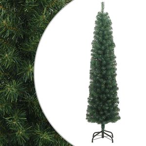 vidaXL &Aacute;rbol de Navidad artificial delgado y soporte PVC verde 210 cm