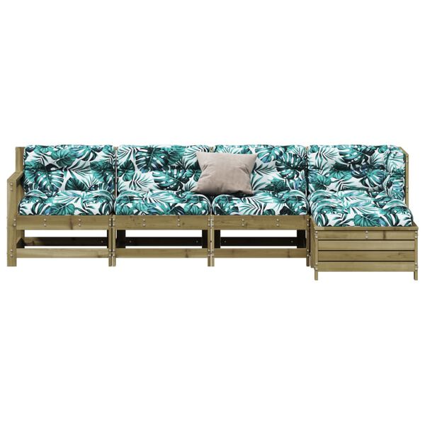 vidaXL Juego de muebles jard&iacute;n 5 pzas y cojines madera pino impregnada