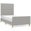 vidaXL Estructura de cama sin colch&oacute;n tela gris claro 90x200 cm