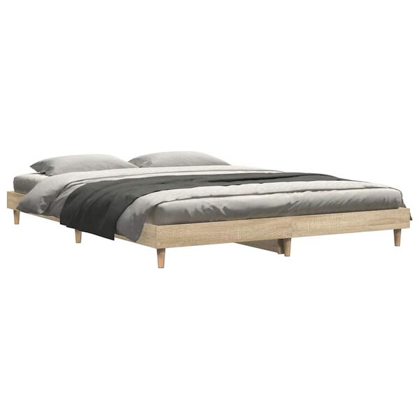 vidaXL Estructura de cama madera de ingenier&iacute;a roble Sonoma 160x200 cm