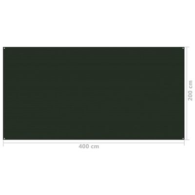 vidaXL Alfombra para tienda de campaña verde oscuro 200x400 cm