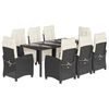 vidaXL Set de comedor de jard&iacute;n 9 pzas y cojines rat&aacute;n sint&eacute;tico negro