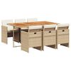 vidaXL Set comedor de jard&iacute;n 7 pzas con cojines rat&aacute;n sint&eacute;tico beige