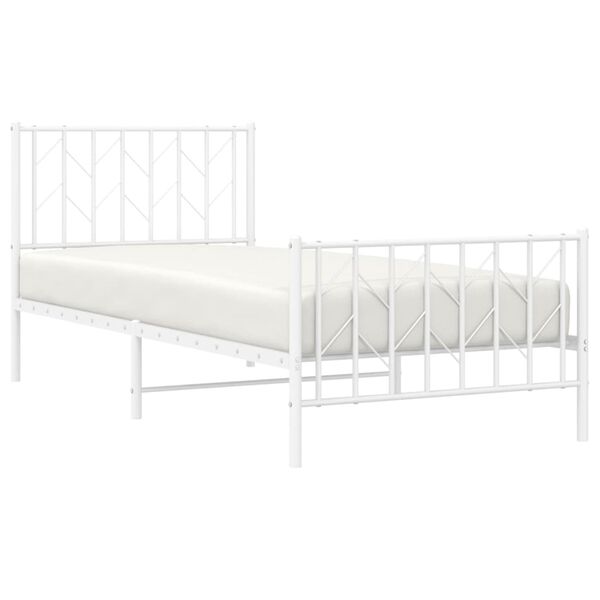 vidaXL Estructura cama sin colch&oacute;n con estribo metal blanco 90x200 cm