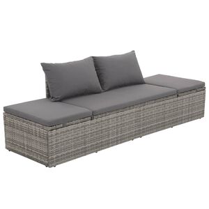 vidaXL Cama de jard&iacute;n 195x60 cm rat&aacute;n sint&eacute;tico gris