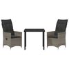 vidaXL Conjunto de Comedor de Jardín 3 pcs Gris ratán sintético