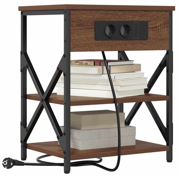 vidaXL Armario de Noche con estante Roble Marr&oacute;n 41 x 31 x 51 cm