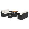vidaXL Conjunto de sof&aacute;s de jard&iacute;n 9 pcs Negro rat&aacute;n sint&eacute;tico