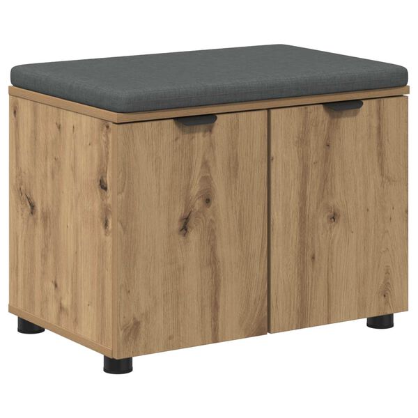 vidaXL Banco de entrada con coj&iacute;n Roble artesanal 60 x 38 x 46 cm