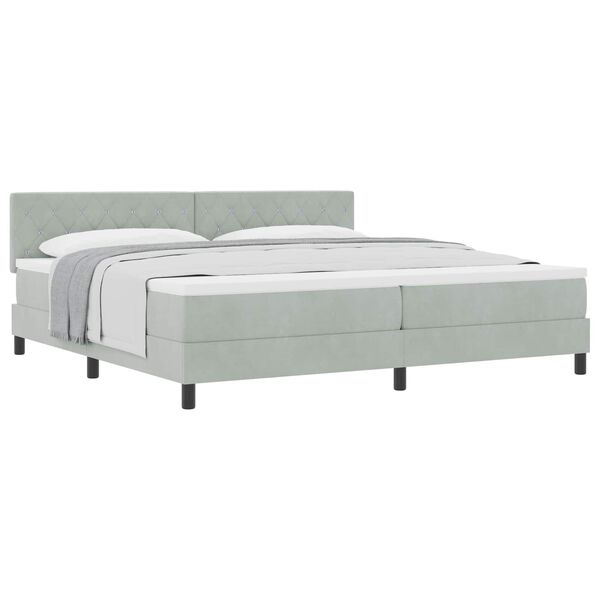 vidaXL Cama tipo Box Spring Gris Claro 200 x 200 cm Terciopelo
