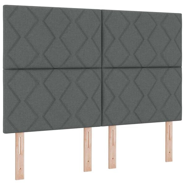 vidaXL Cama Box Spring LED con colch&oacute;n Gris oscuro 160 x 200 cm tela