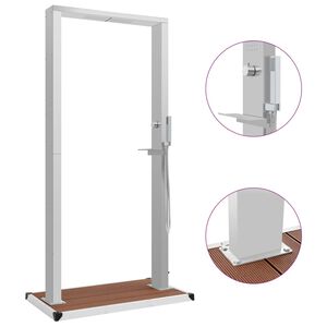 vidaXL Ducha de jard&iacute;n con plato acero inoxidable y WPC