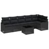vidaXL Conjunto de sof&aacute; de jard&iacute;n 7 uds. Negro rat&aacute;n sint&eacute;tico