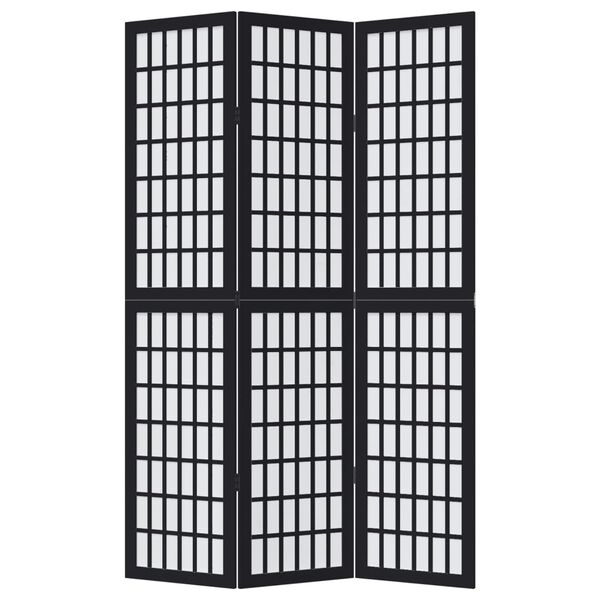 vidaXL Biombo separador de 3 paneles madera maciza Paulownia negro