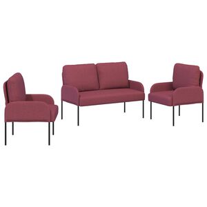 vidaXL Juegos de sof&aacute;s 3 uds. Rojo vino Madera contrachapada